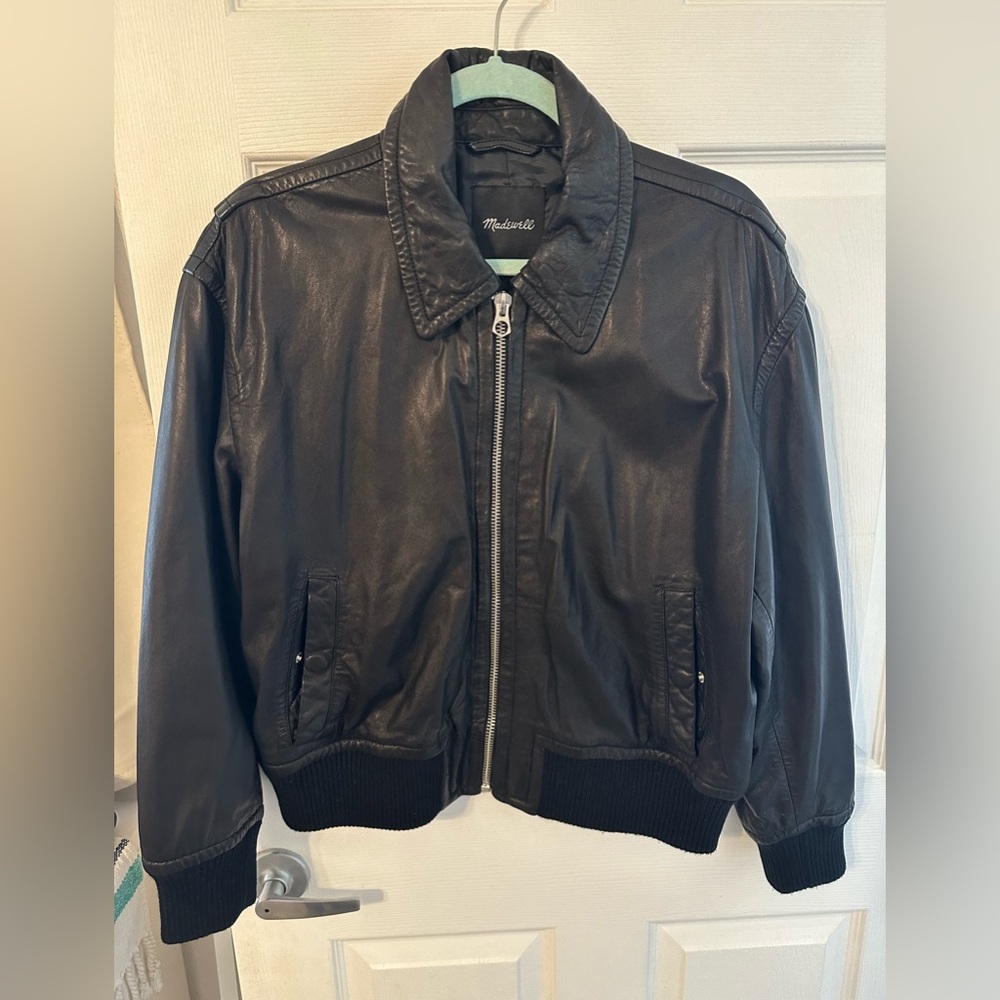 Madewell Washed Leather Bomber Jacket Women
